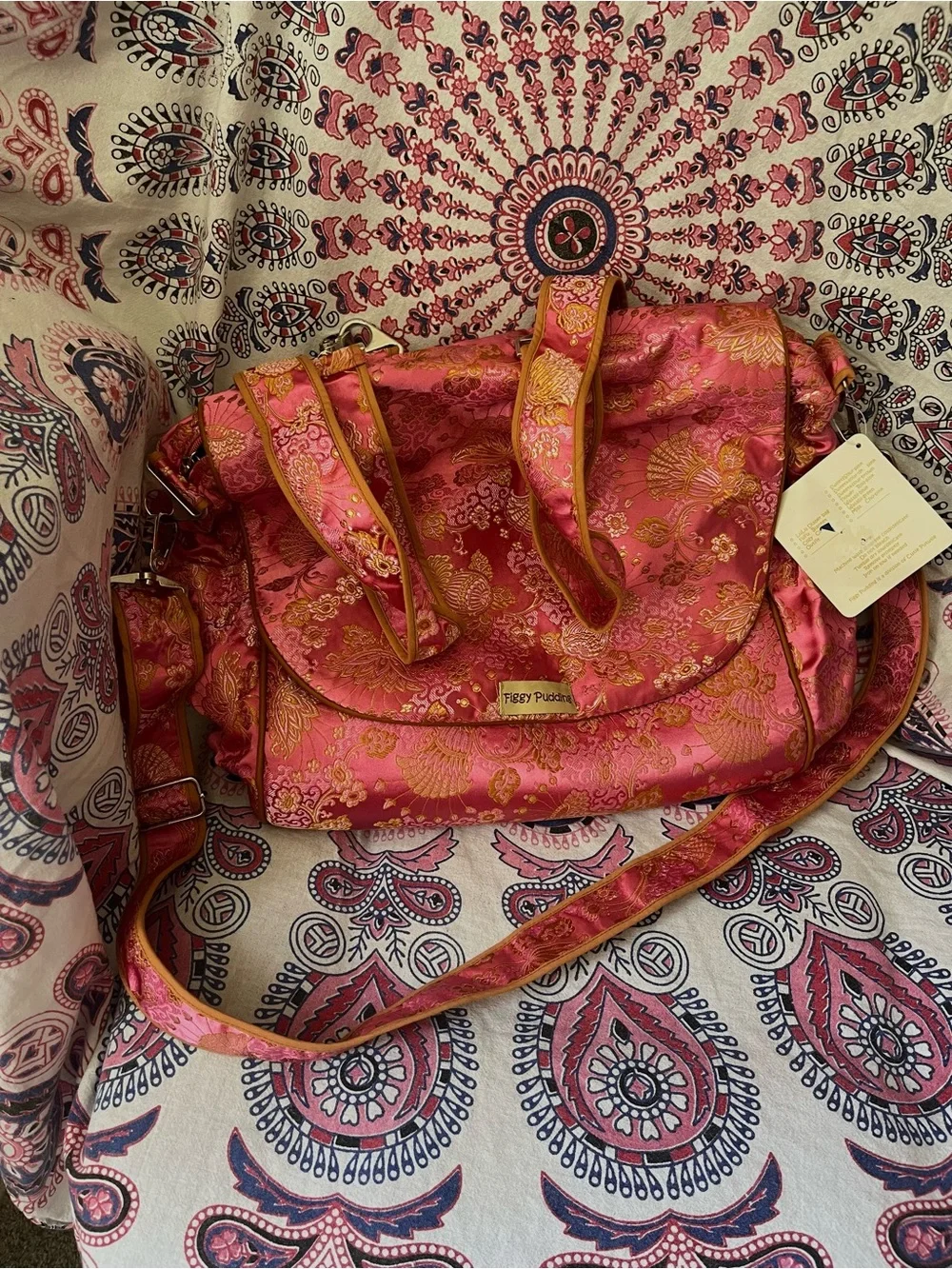 Gorgeous Pink Brocade Baby Bag